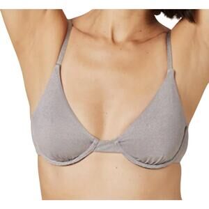 Andie Swim Sicily Underwire Bikini Top in Shimmery Silver Gray